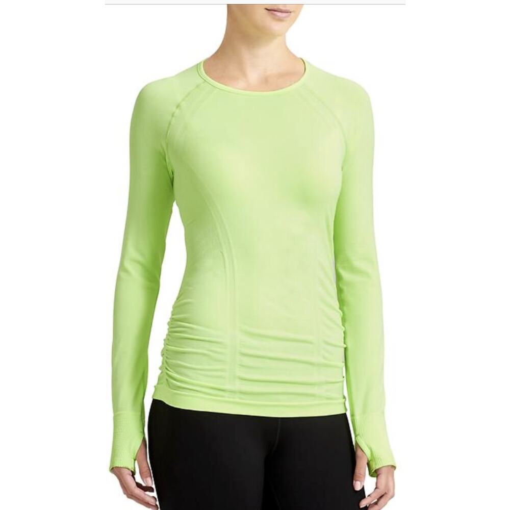 Athleta Seamless Fastest Track Long Sleeve Top Small Luminous Green